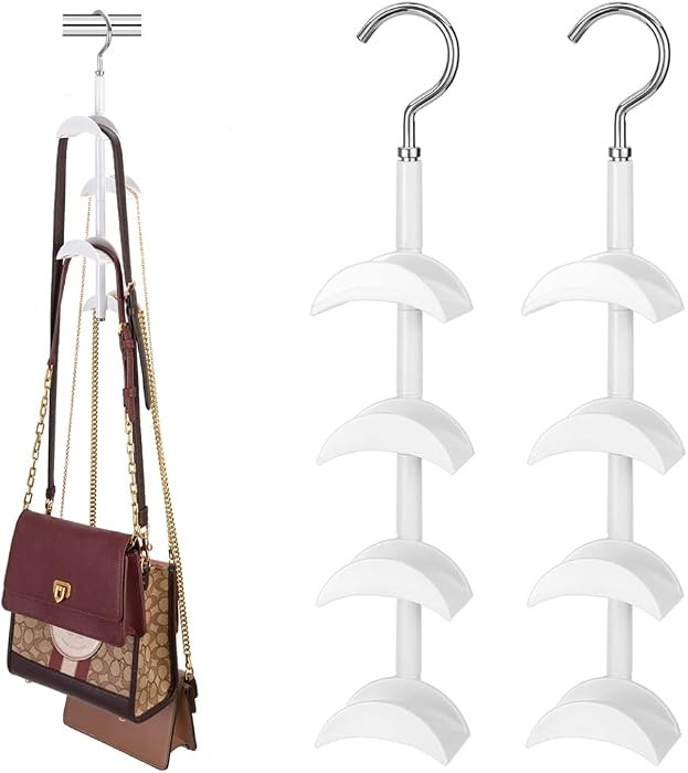 Purse Hanger for Closet - Rotating Handbag Hanging Hook Bag Storage Space Saver with 4 Hooks, Han... | Amazon (US)