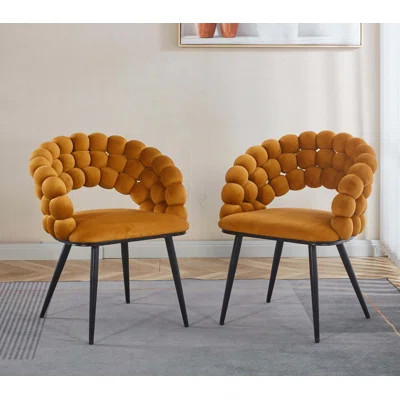 Modern chair(set of 2 ) with iron tube legs, soft cushions and comfortable backrest, suitable for dining room, living room, cafe,hairball back | Wayfair North America