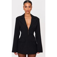 Petite Black Hook And Eye Fitted Blazer Dress | PrettyLittleThing UK