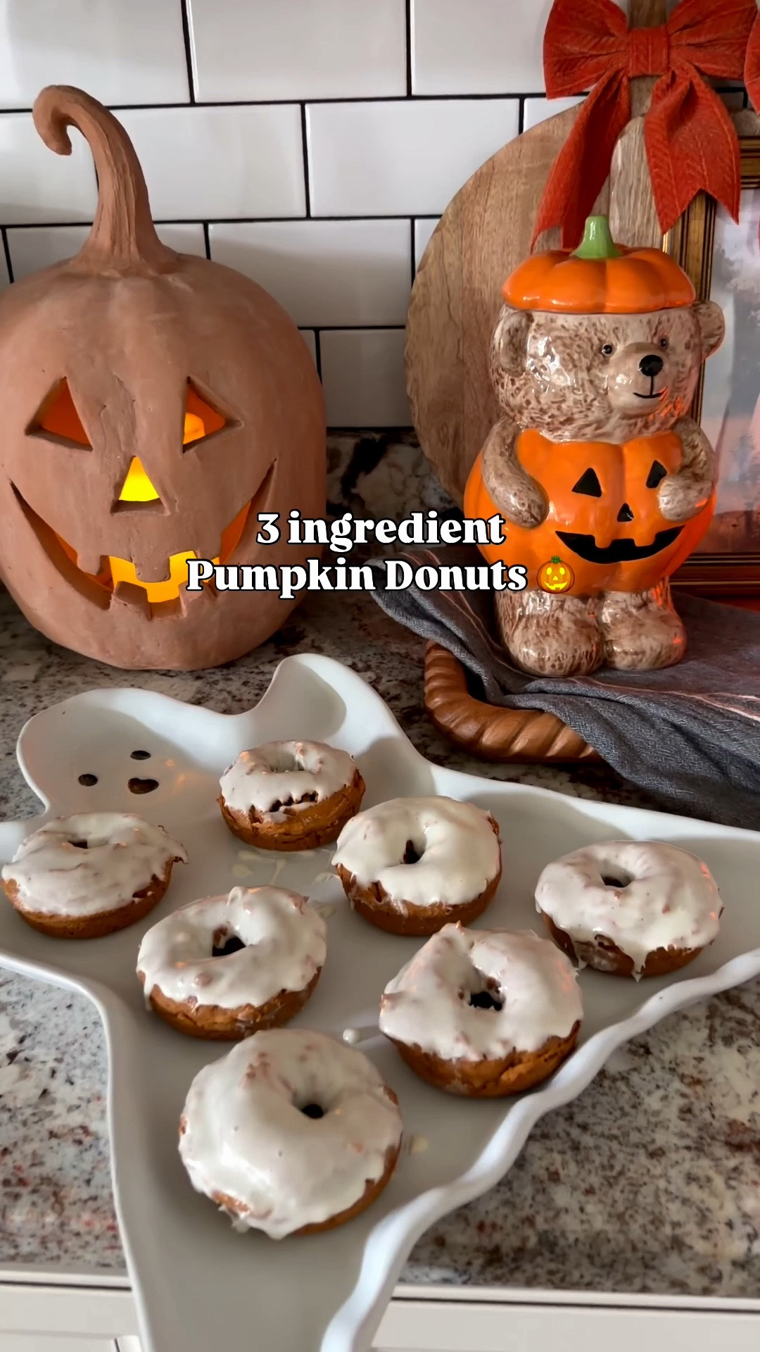 3 INGREDIENT PUMPKIN DONUTS 🎃🍩🍂

The easiest little fall treat and they are SO. GOOD. 🤤 Soft, pumpkin-y, and topped with a cream cheese glaze… and you only need THREE ingredients!

Ingredients:
🎃 1 package spice cake mix
🎃 1 (15 oz.) can pumpkin purée
🎃 Cream cheese or vanilla frosting, melted

Directions:

	1.	Preheat oven to 350°F.
	2.	Mix the spice cake mix and pumpkin purée together until smooth.
	3.	Spoon or pipe the batter into a greased donut pan.
	4.	Bake for 10–20 minutes, or until the donuts are baked through.
	5.	Transfer to a cooling rack and allow them to cool completely.
	6.	Gently melt the frosting, then dip the tops of the cooled donuts into it to create the easiest glaze!

That’s it! 🎃🍩

SAVE this one for a cozy fall morning! 🍂☕️

#LTKfoodie #LTKSeasonal #LTKOver40