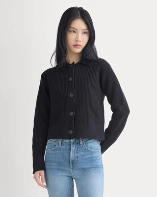Everlane Shrunken Cardigan, Everyday Cotton, Black, Size XXS | Everlane