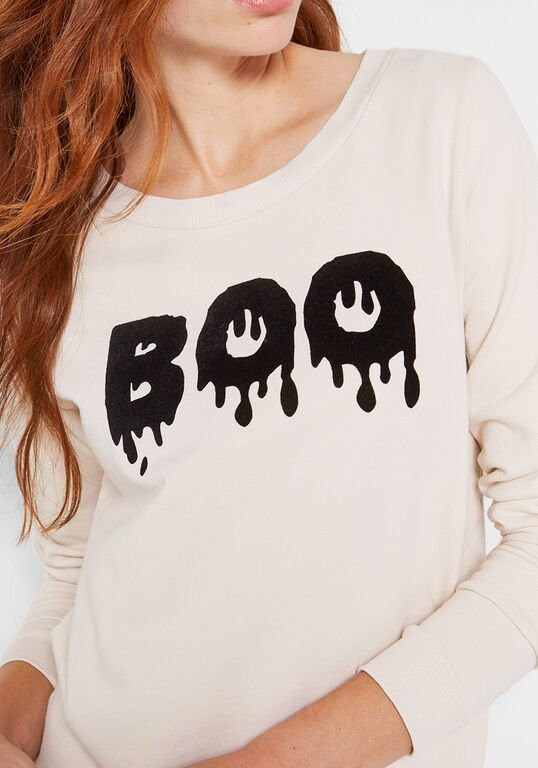Boo Flocked Graphic Sweatshirt | Modcloth