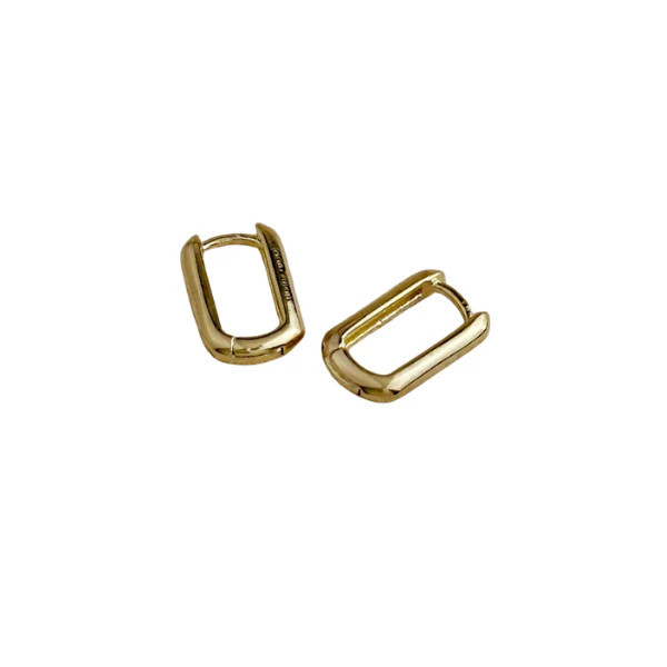 18k Gold Filled 13mm Round Rectangle Hoop Earrings | EB and Co.