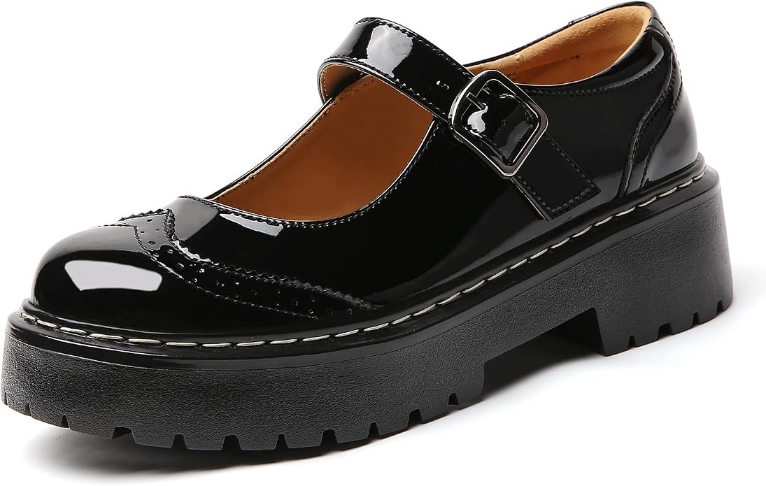 Platform Mary Jane Shoes Black Chunky Mary Janes for Women Non Slip Work | Amazon (US)