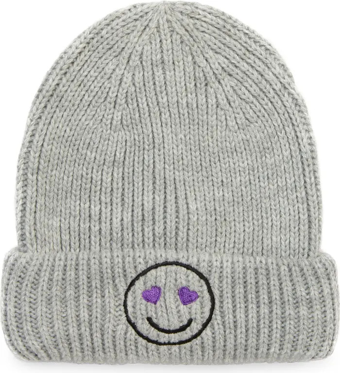 Kids' Embroidered Smiley Face Beanie | Nordstrom Rack