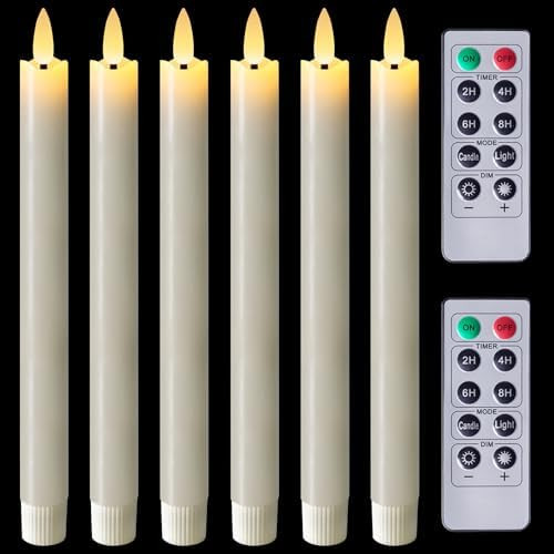Homemory Waxy Flameless Taper Candles with Remote Timer Dimmer, LED Candlesticks Flickering, Batt... | Amazon (US)