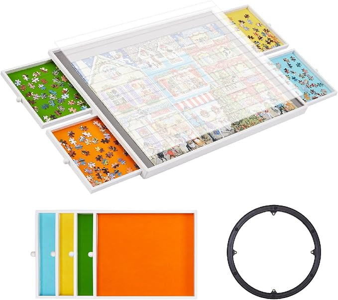 YISHAN Rotating Jigsaw Puzzle Board with Drawers and Cover, Smooth Wooden Spinning Lazy Susan Puz... | Amazon (CA)