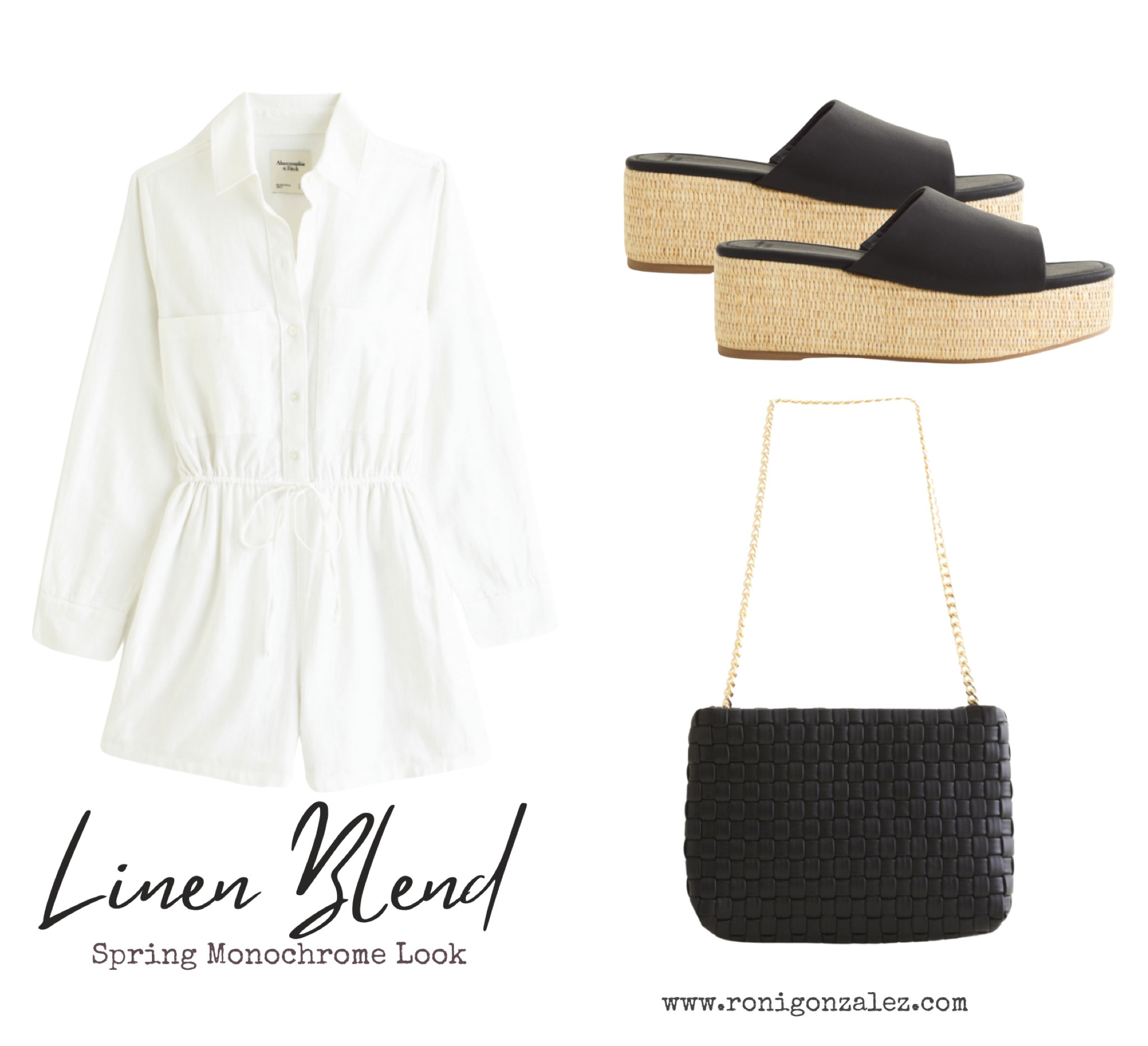 White Linen-Blend Romper | Abercrombie & Fitch | Spring Look | Vegan Lather Chain Purse | Straw Platform Sandals

#LTKSeasonal #LTKstyletip #LTKSpringSale
