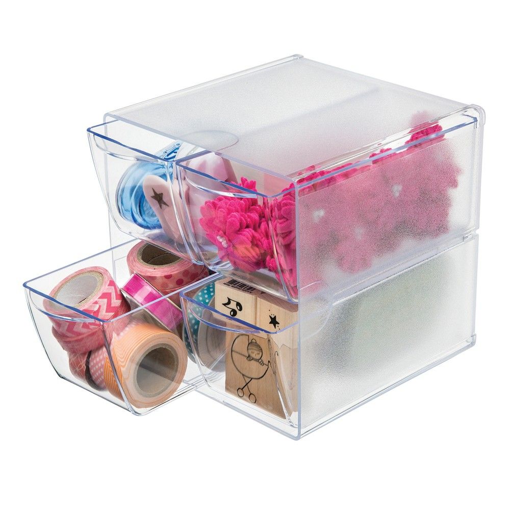 deflect-o Desk Cube, with Four Drawers, Clear Plastic, 6 x 7-1/8 x 6 | Target