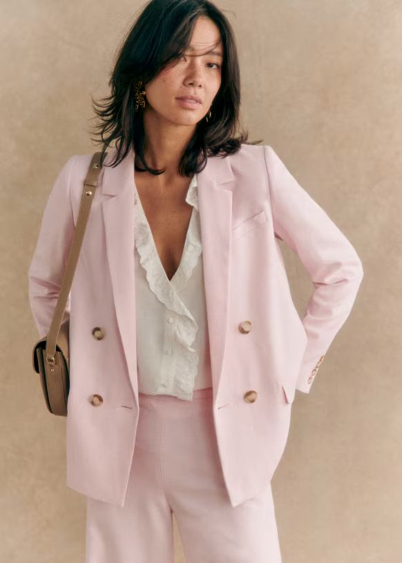 Christie Jacket - Powder Pink - Viscose ECOVERO™ LENZING™ - Sézane | Sezane Paris