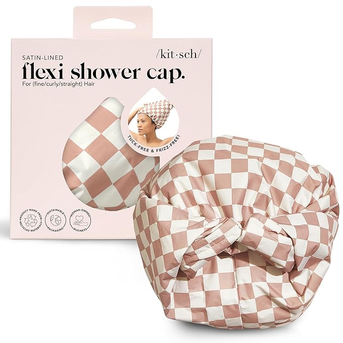 Kitsch Luxury Shower Caps for Women Reusable Waterproof - Flexi Satin Lined, Large Shower Cap for... | Amazon (US)