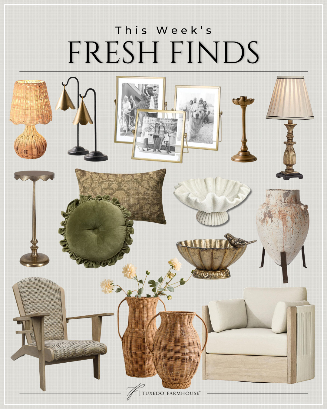 This week’s fresh finds are all about warmth, texture, and timeless style. From woven accents and sculptural lighting to classic brass details and cozy pillows, these pieces bring character and charm to any space. Layer natural materials with soft neutrals and vintage-inspired touches to create a home that feels collected, comfortable, and beautifully curated. Perfect for refreshing your space with pieces that feel both stylish and effortlessly inviting. ✨ 

 #LTKSeasonal #LTKHome #LTKSaleAlert