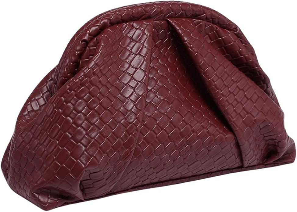 OYOANGLE Women's Minimalist Woven Leather Clutch Purses Textured Kiss Lock Pleated Vintage Evenin... | Amazon (US)