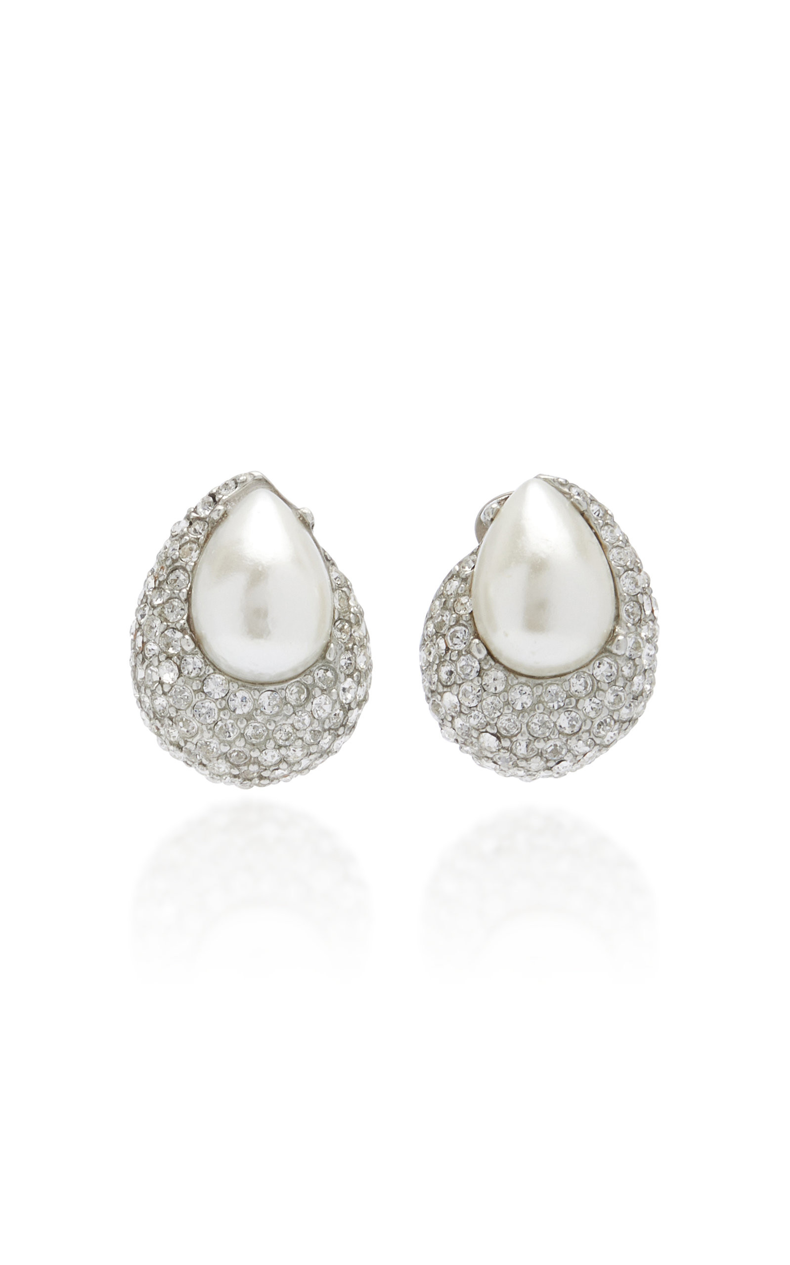 Crystal, Pearl Silver-Tone Earrings | Moda Operandi (Global)