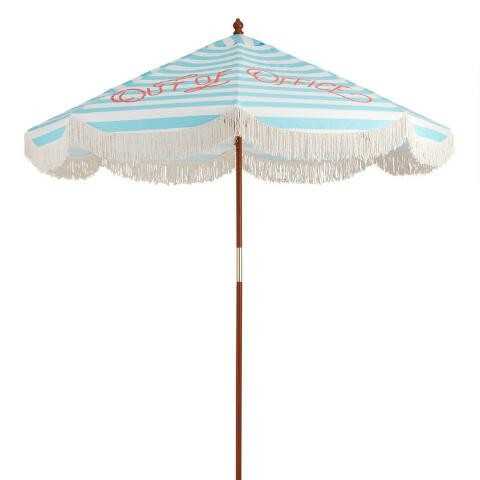 Out Of Office 9 Ft Replacement Umbrella Canopy With Fringe | World Market