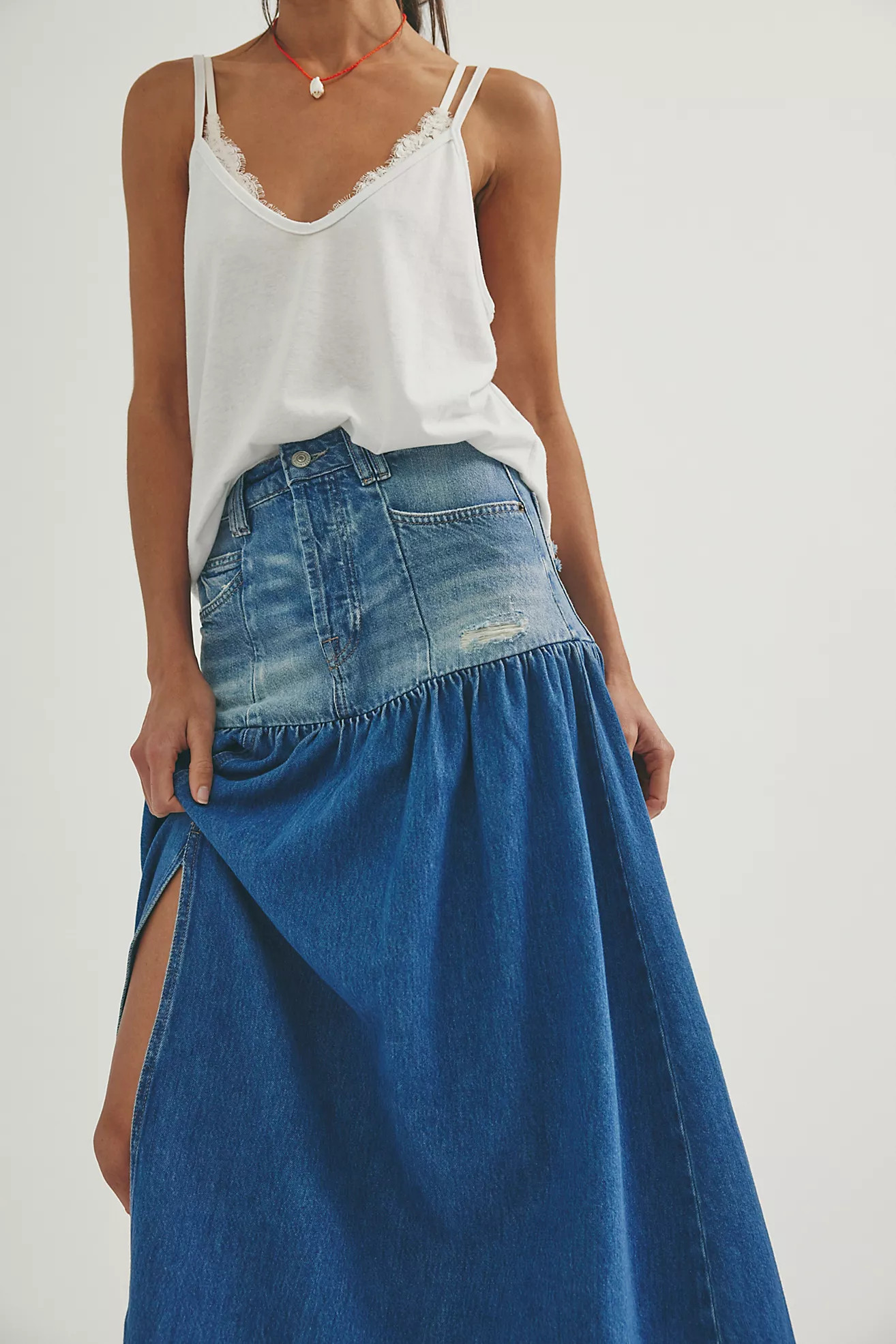 We The Free Good Company Mixed Denim Maxi Skirt | Free People (Global - UK&FR Excluded)