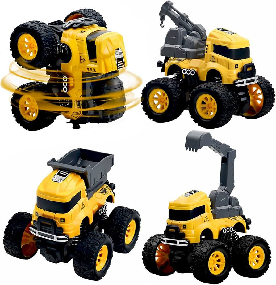 Construction Monster Truck Toys - 4pcs Excavator, Mixer, Crane, Dump Trucks Toy | Push and Go Fri... | Amazon (CA)