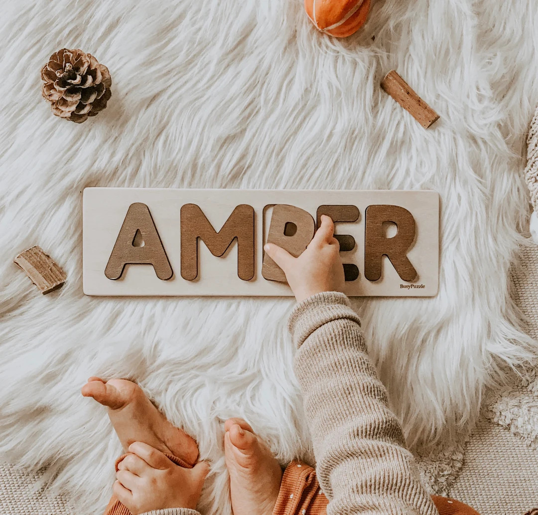 Natural Wooden Name Puzzle, Personalized Christmas Gifts | Etsy (US)