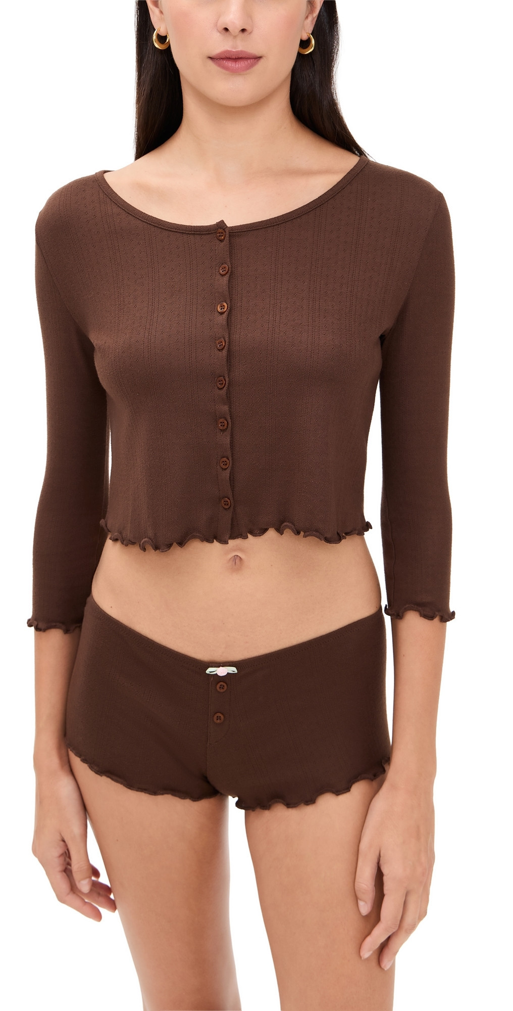 For Love & Lemons Elliana Cardigan Chocolate S | Shopbop