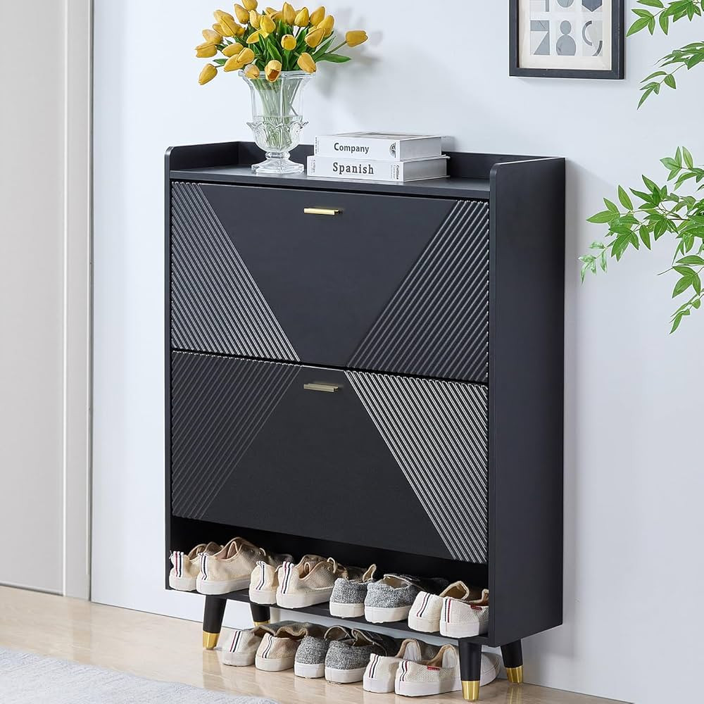 sigoryi Shoe Cabinet for Entryway Slim： Hidden Shoe Storage Cabinet for Entryway Shoe Storage C... | Amazon (US)