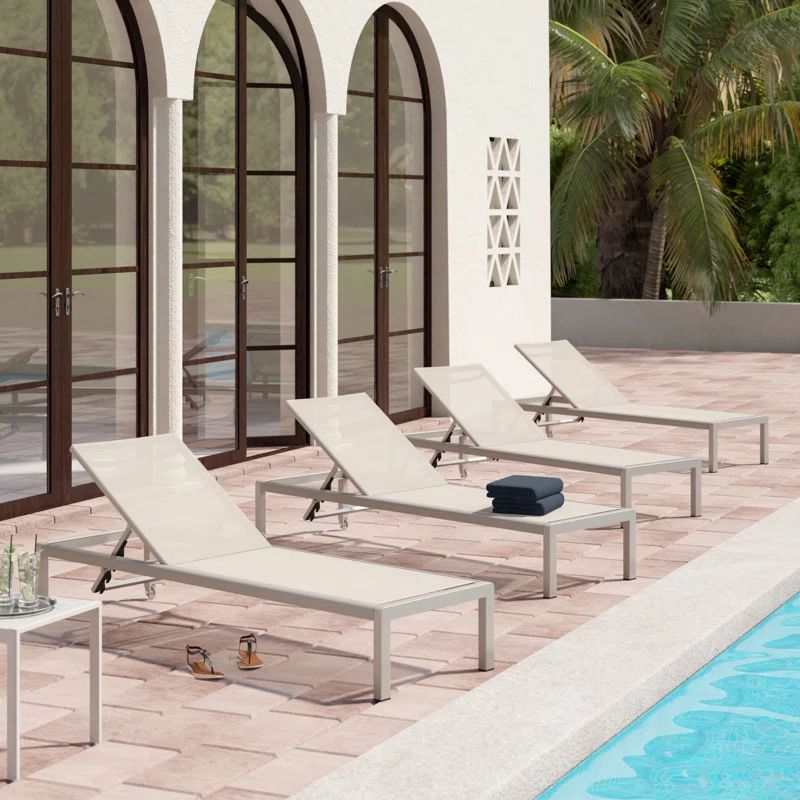 Caggiano 77.25'' Long Reclining Chaise Lounge Set (Set of 4) | Wayfair North America