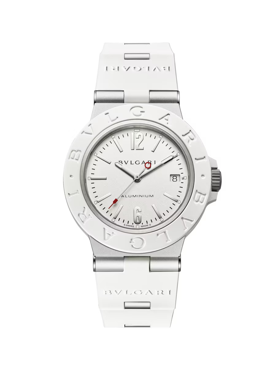 Aluminum White Automatic Special Edition Aluminum & Rubber Watch/40MM | Saks Fifth Avenue