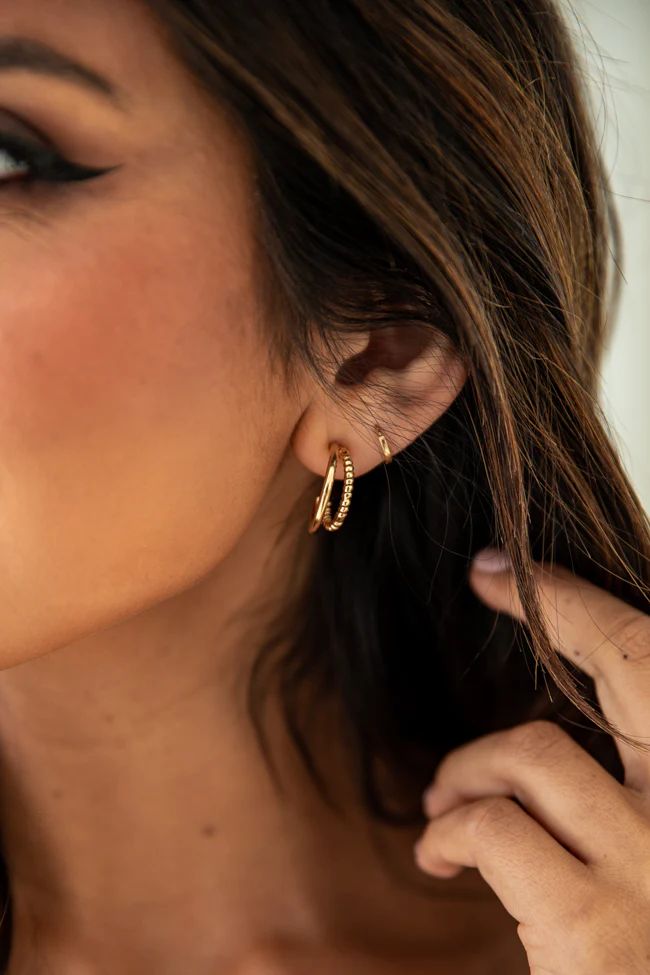 Whenever You Smile Gold Huggie Earrings | Pink Lily