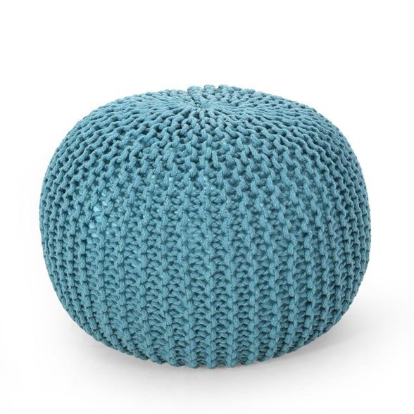 Nahunta Modern Knitted Cotton Round Pouf - Christopher Knight Home | Target