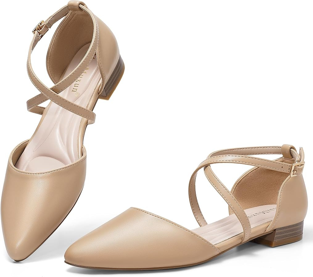 MaxMuxun Women's Ballet Flats Shoes Pointed Toe Low Heel Dress Shoes Comfortable Dressy Flats for... | Amazon (US)