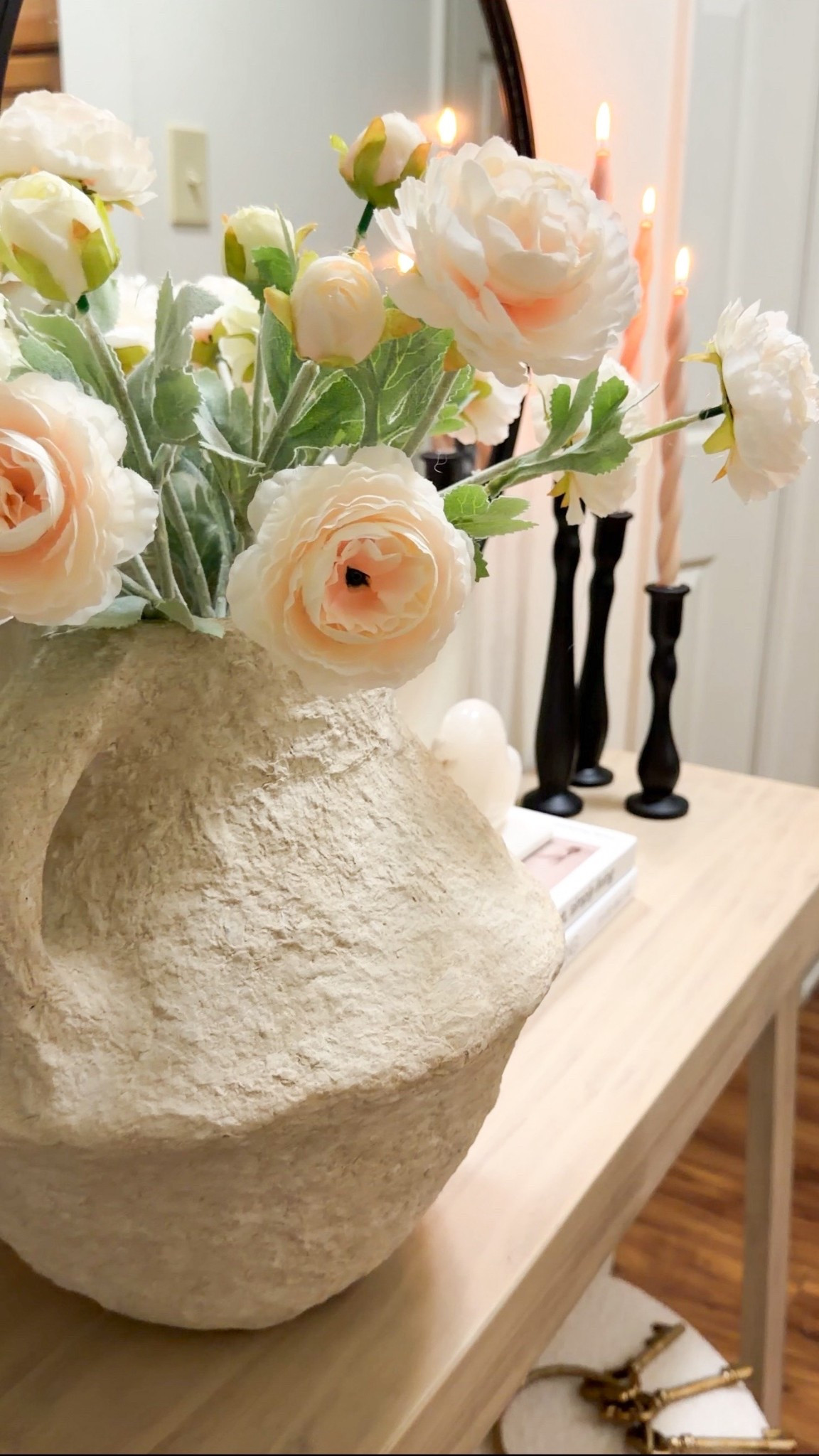 Console decor for Valentine’s Day