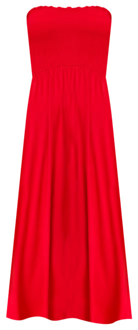 Smocked Strapless Midi Dress | LOFT