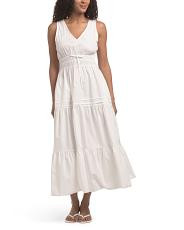 Made In Italy V-neck Tiered Maxi Dress With Ribbon | TJ Maxx