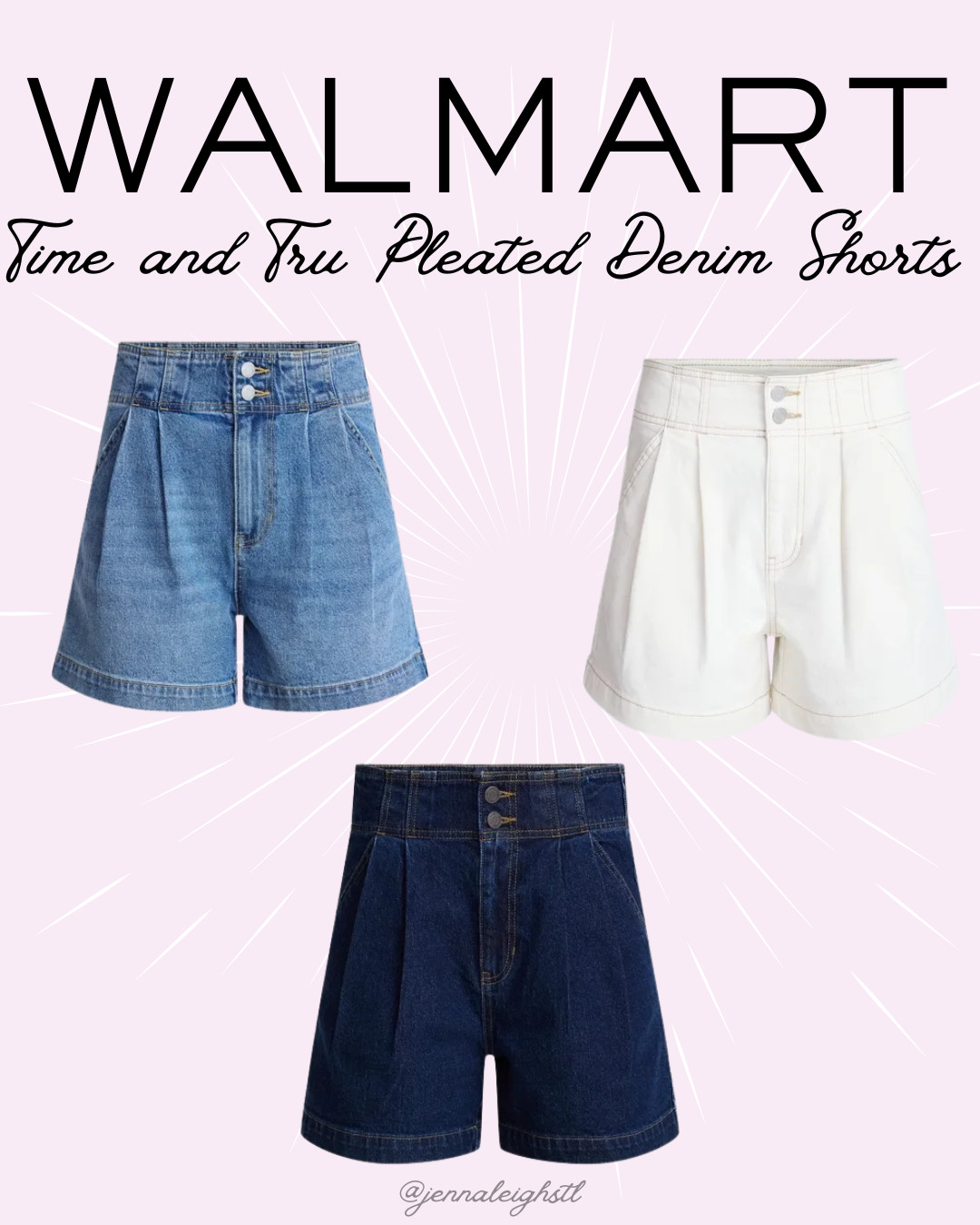 Love these Time and Tru high rise pleated denim shorts from Walmart. Such a cute twist on classic denim shorts and perfect for summer outfits. 

 #LTKmomlife #LTKSeasonal #LTKMidsize