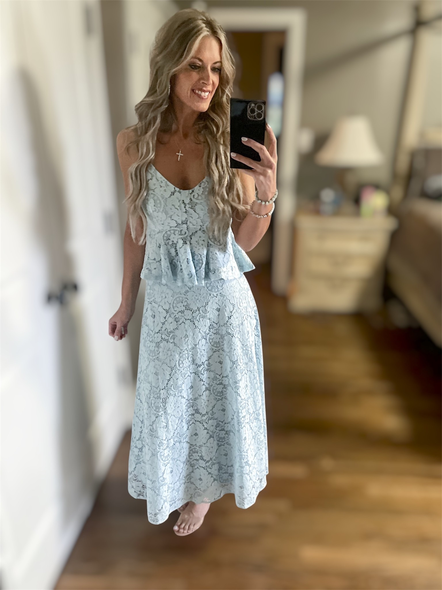 Loving this blue lace peplum top and skirt! So perfect for spring 🩵 @reddress 

#LTKmomlife #LTKootd