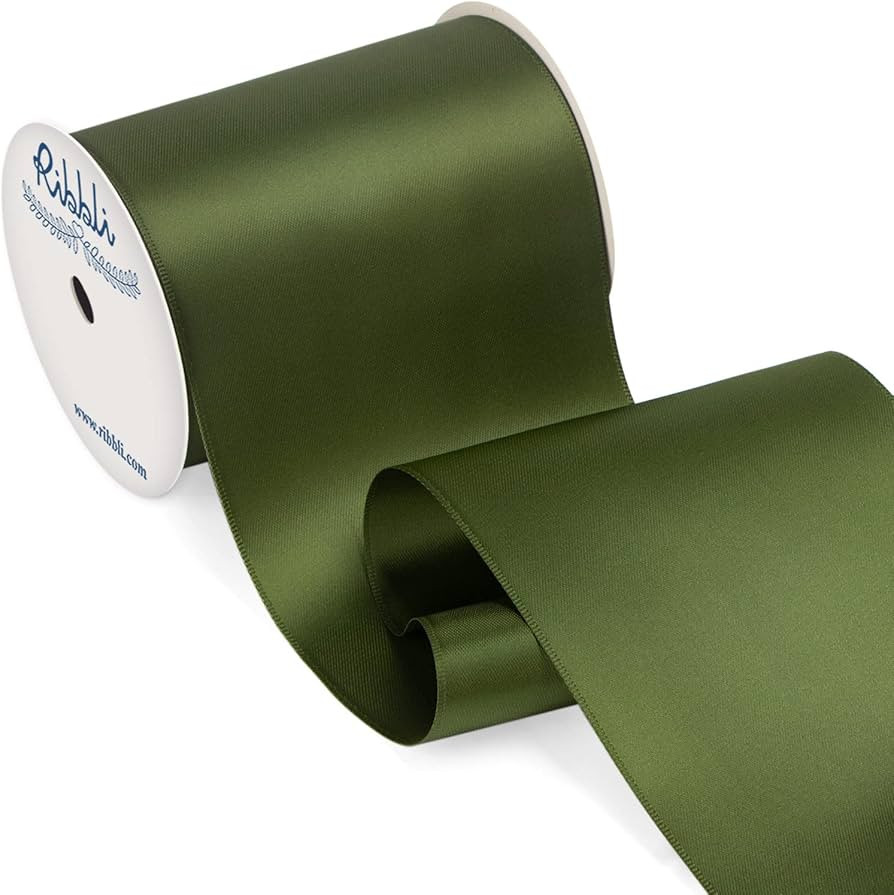 Ribbli Moss Green Satin Ribbon 4 Inch Wide Moss Green Ribbon for Wedding Chair Sash Grand Opening... | Amazon (US)