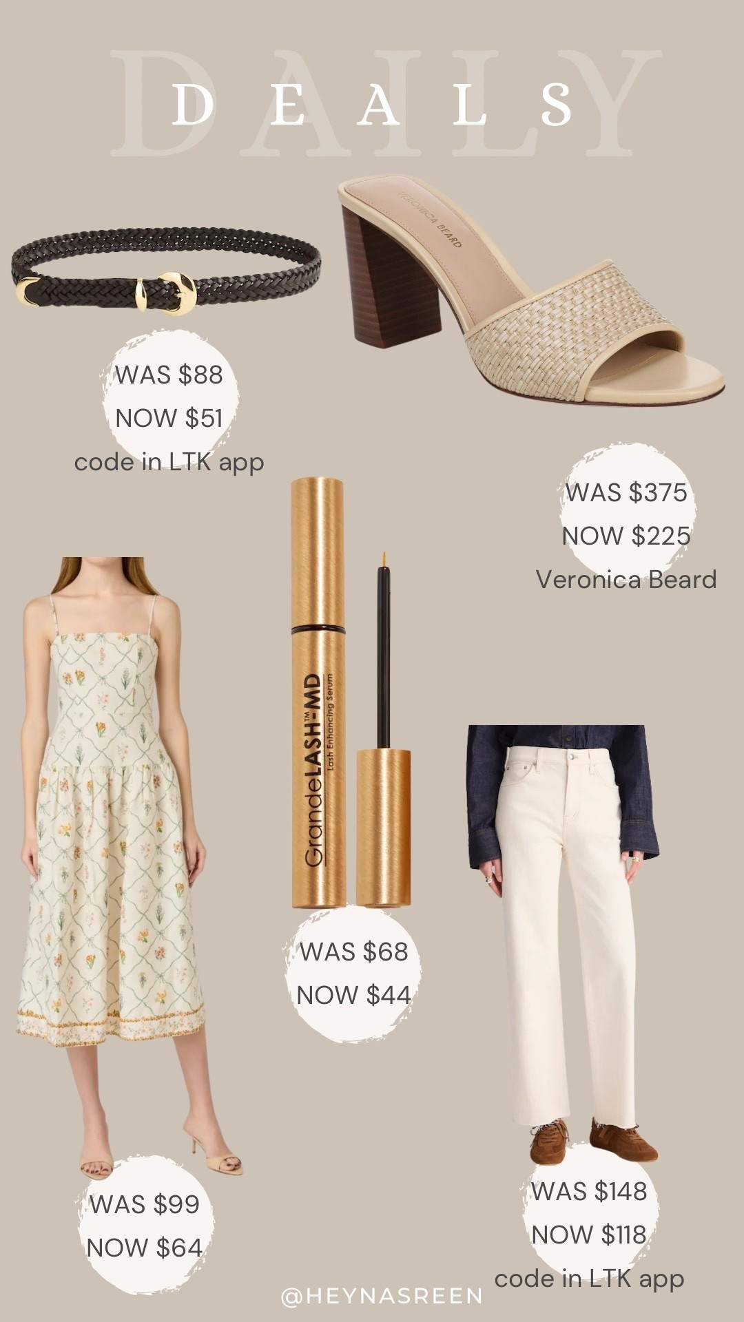 Daily deals on Madewell belt, Veronica Beard heels, Madewell jeans, GrandeLASH serum, WAYF dress