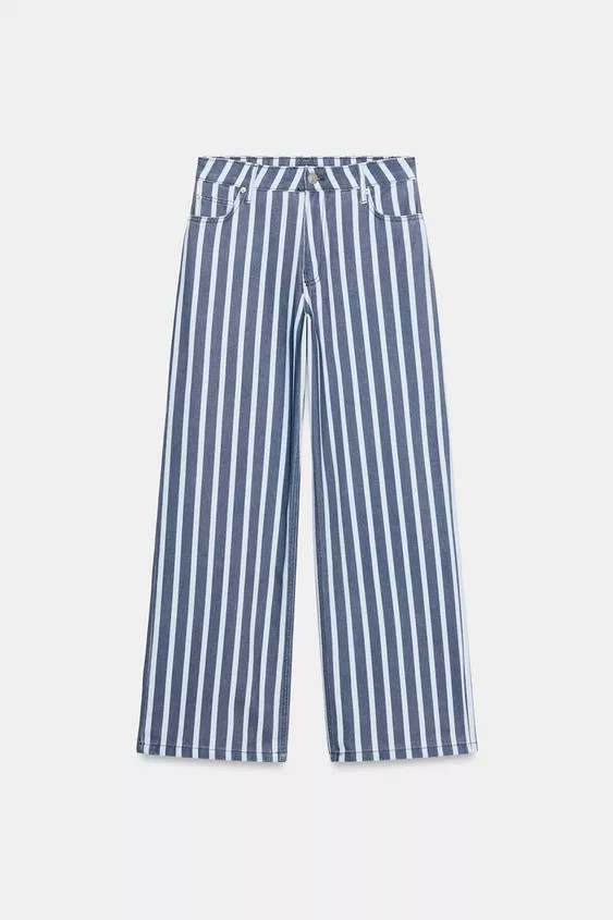 ZW COLLECTION MID-RISE STRIPED LOOSE FIT JEANS | Zara US