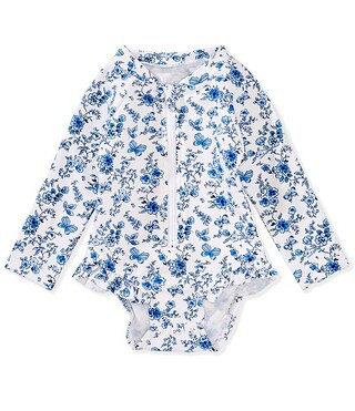 Little Me Baby Girls Raglan-Sleeve Floral-Printed Rashguard One-Piece Swimsuit | Dillard's | Dillard's