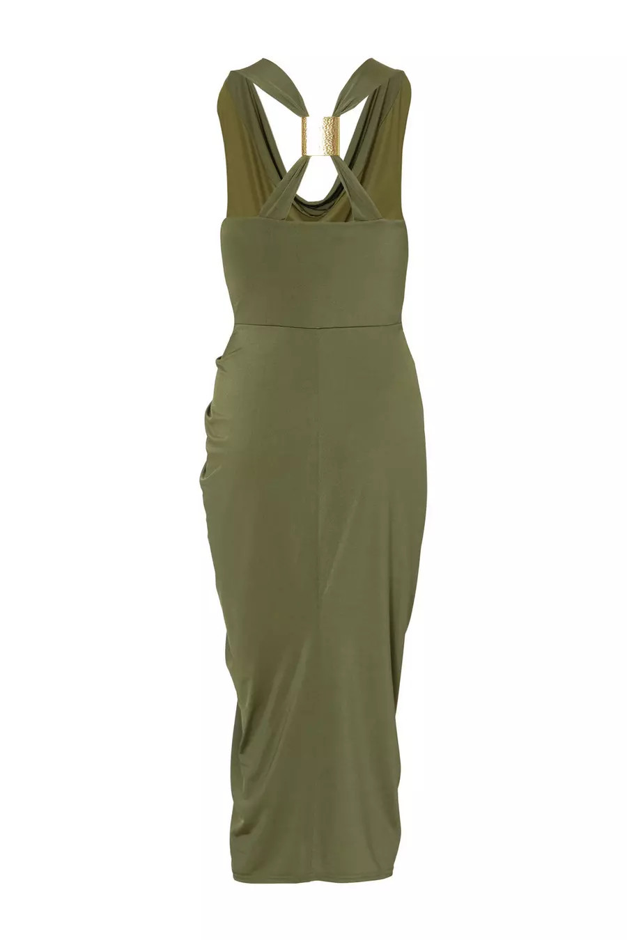 Petite Khaki Cowl Neck Midi Dress | Quiz Clothing
