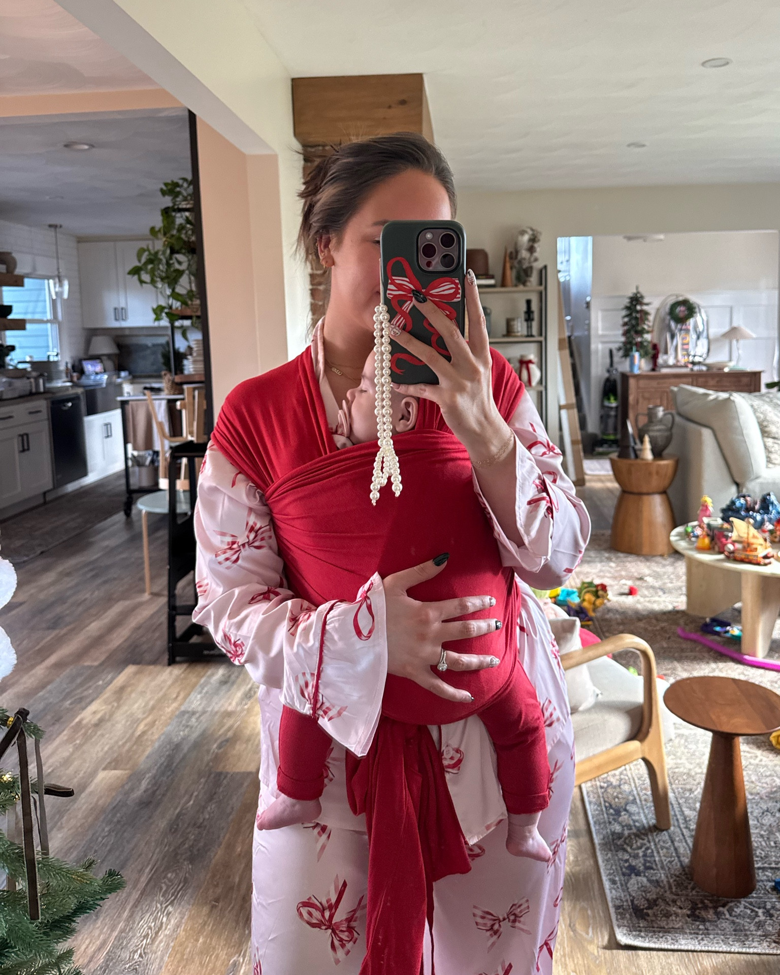 Another day, more baby wearing ❤️🥰 Can’t get enough and just want to soak in these moments forever 🎀 

Code: FASHIONABLYKAY15 for 15% off of her wrap + her baby PJs! My bow pjs are Shop Talulah! 

#LTKSeasonal #LTKBaby #LTKHoliday