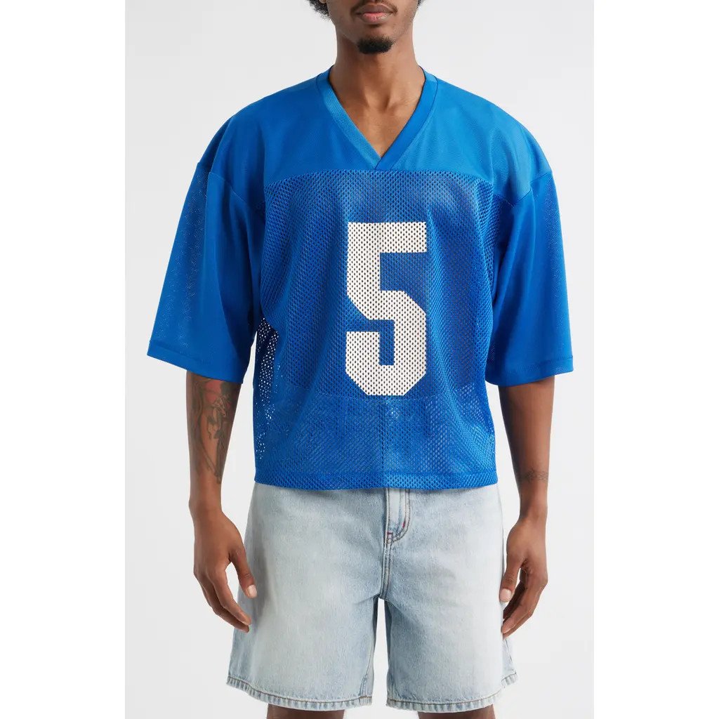 Elwood Oversize Crop Mesh Football Jersey in Cobalt at Nordstrom, Size Medium | Nordstrom