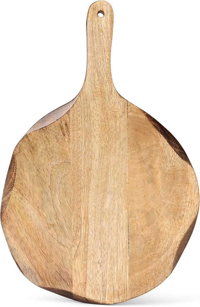 GoCraft Round Wooden Cutting Board | Mango Wood Pizza Peel | Chopping, Prep, Serve Board | Charcu... | Amazon (US)