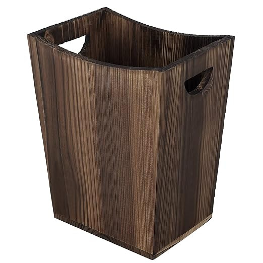 Wood Trash Can Small Wastebasket with Handles Rustic Office Garbage Can for Bedroom Bathroom Offi... | Amazon (US)