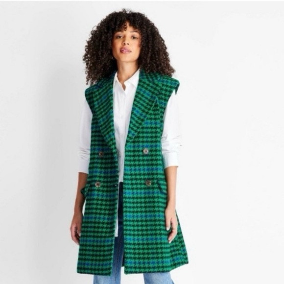 Green,black, and blue Houndstooth Coat | Poshmark