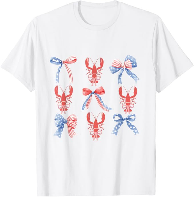 Pink Bows Cute Coquette Crawfish y2k Clean Girl Aesthetic T-Shirt | Amazon (US)