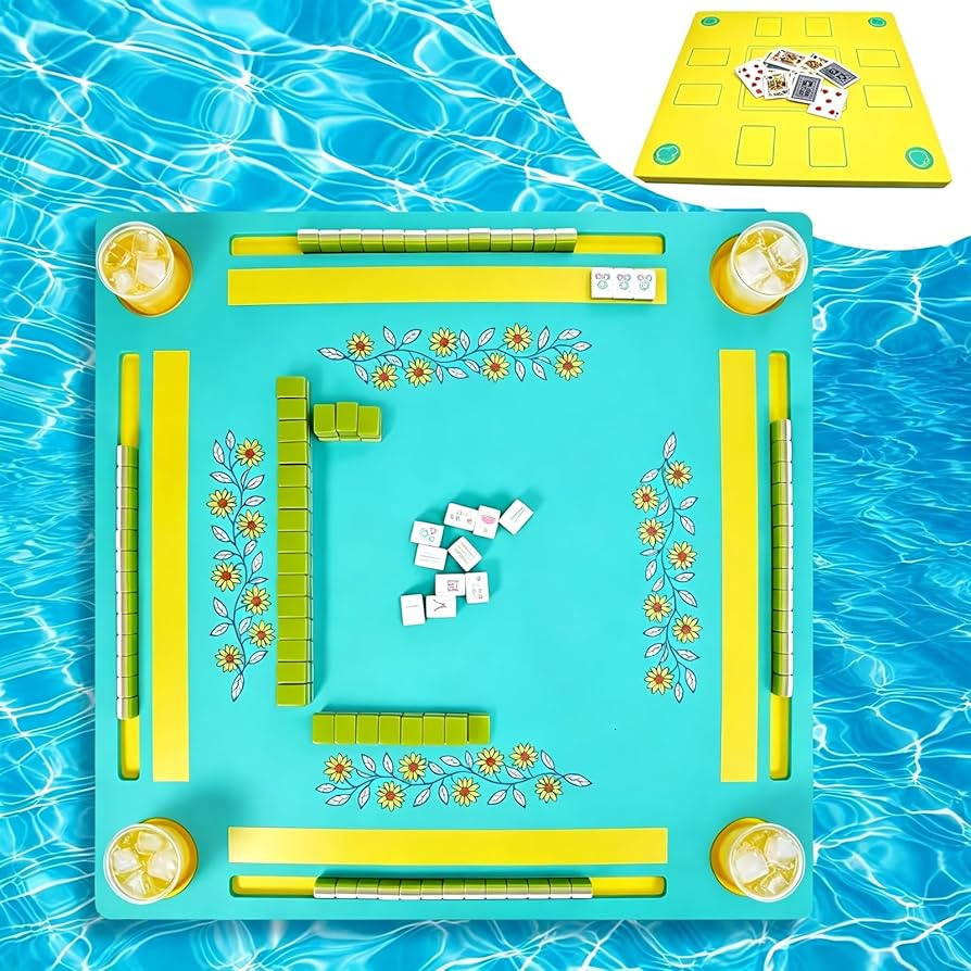 3tyto Floating Mahjong Table for Pool, Double-Sided Floating Mahjong Table with Tile Grooves & Cu... | Amazon (US)