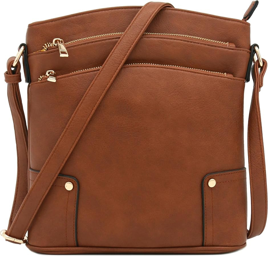 ALYSSA Triple Zip Pocket Large Crossbody Bag | Amazon (US)