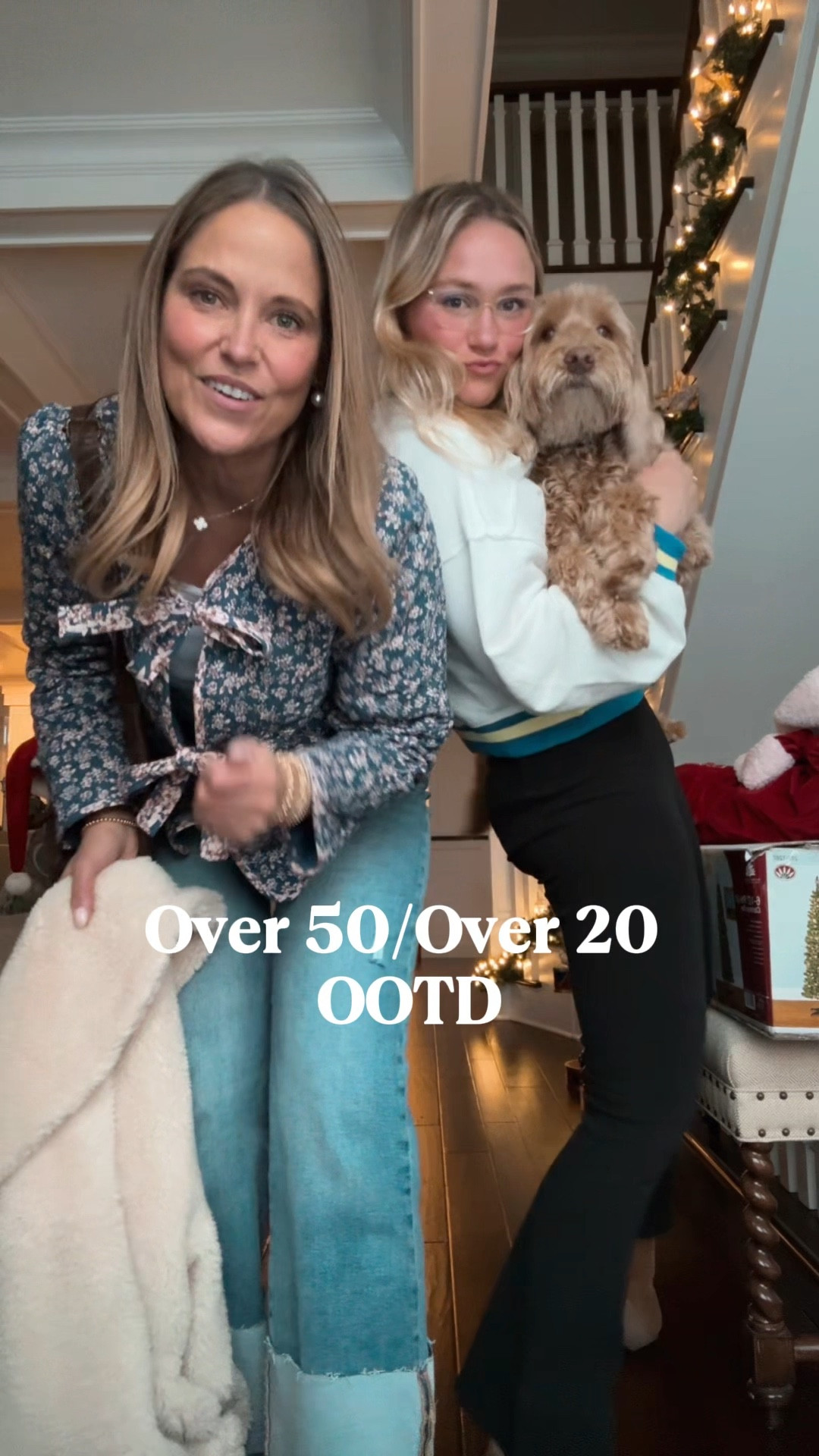 For the record, her shoes did not in fact make her taller than me.

My adorable jacket is on sale! Lily's sweatshirt would make a perfect gift for her. And the belt is on sale and I just flipped it from the gold to the brown side - not technically reversible but it worked!

#LTKSaleAlert #LTKStyleTip #LTKHoliday