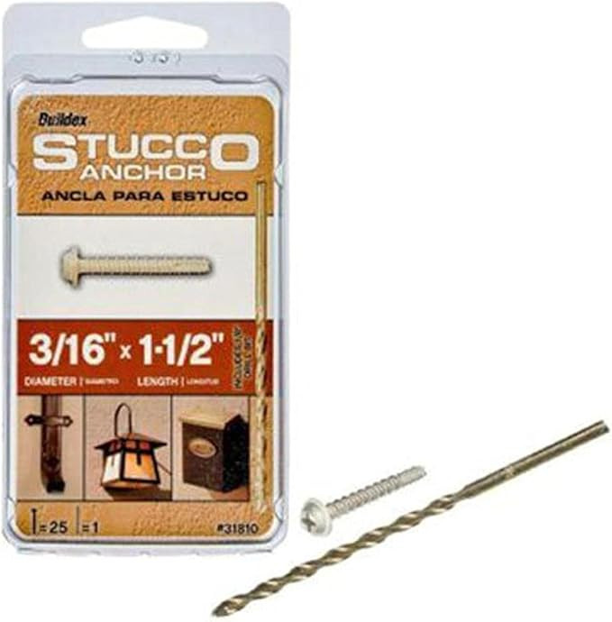Buildex 3/16 x 1-1/2" Phillips Head Stucco Anchors, with Drill Bit, 25 PCS | Amazon (US)