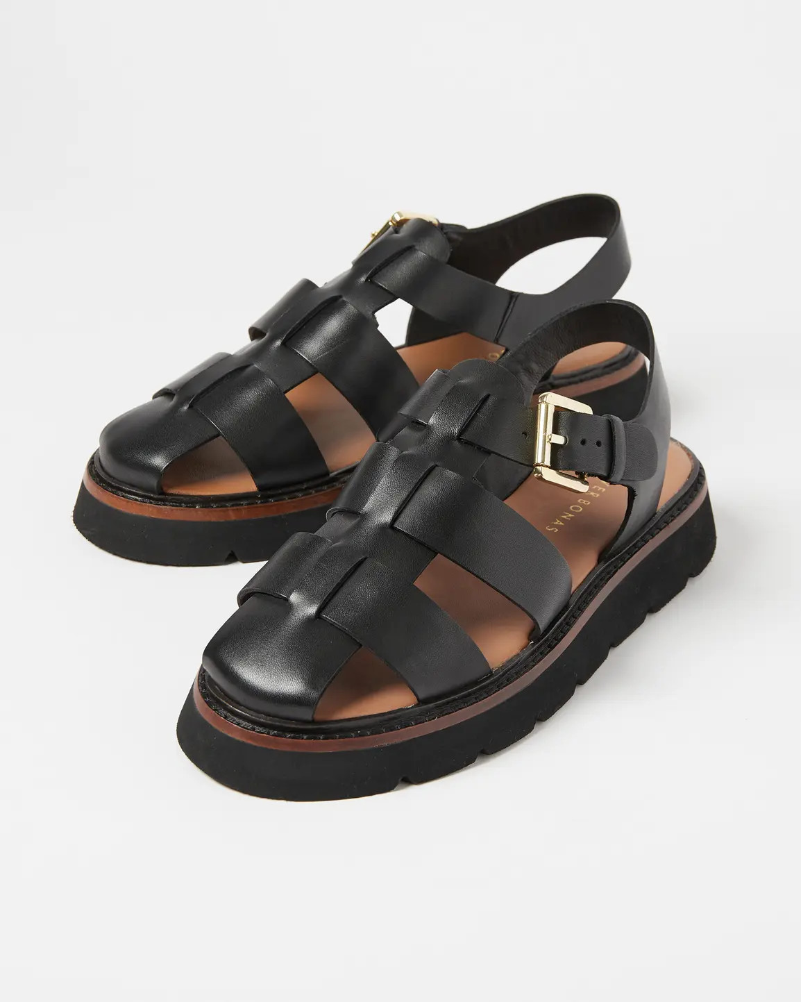 Fisherman Black Leather Sandals | Oliver Bonas US | Oliver Bonas (Global)